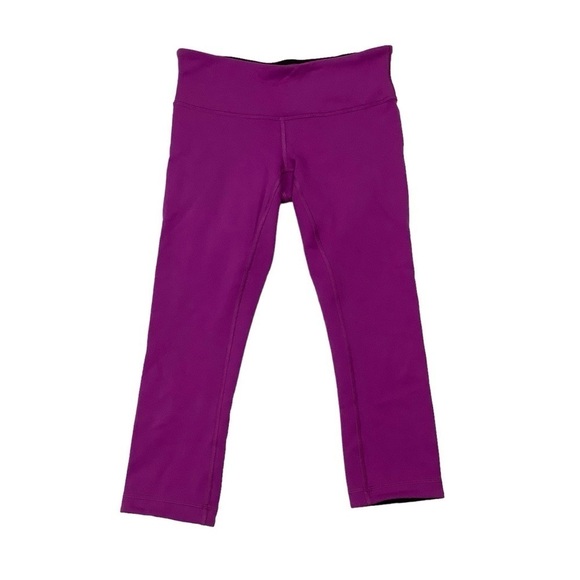 Lululemon Wunder Under Crop III Sz 6 (Reversible) Black / Ultra Violet - Picture 4 of 13